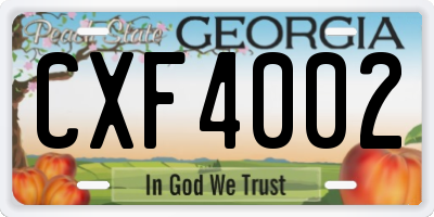 GA license plate CXF4002