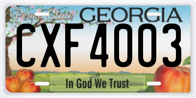 GA license plate CXF4003