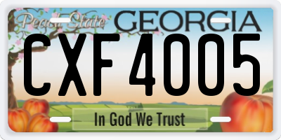 GA license plate CXF4005