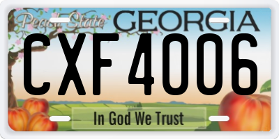 GA license plate CXF4006