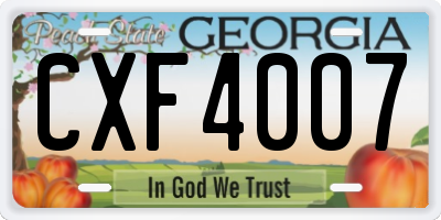 GA license plate CXF4007