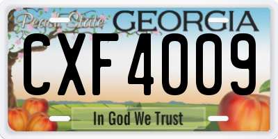 GA license plate CXF4009