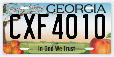 GA license plate CXF4010