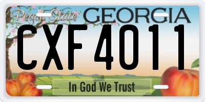 GA license plate CXF4011