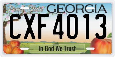 GA license plate CXF4013