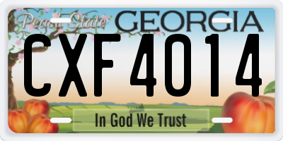 GA license plate CXF4014