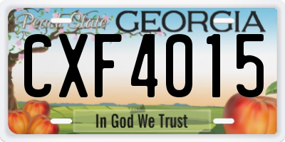 GA license plate CXF4015