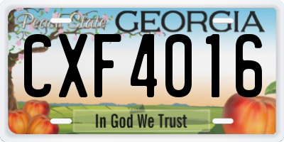 GA license plate CXF4016
