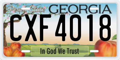 GA license plate CXF4018