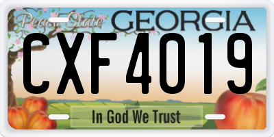 GA license plate CXF4019