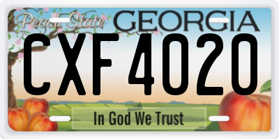 GA license plate CXF4020