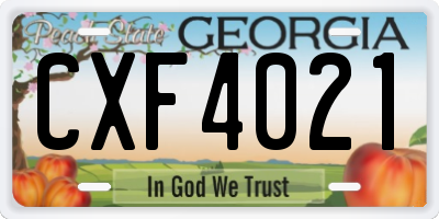 GA license plate CXF4021