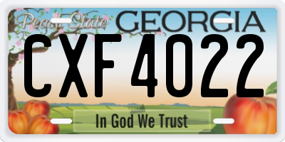 GA license plate CXF4022