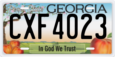 GA license plate CXF4023