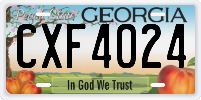 GA license plate CXF4024