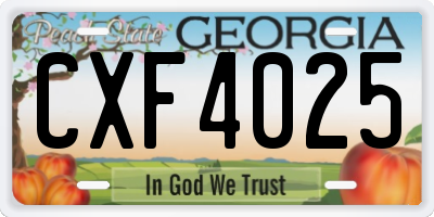 GA license plate CXF4025