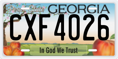 GA license plate CXF4026