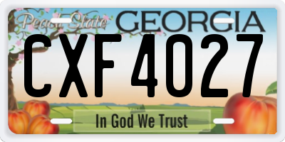 GA license plate CXF4027