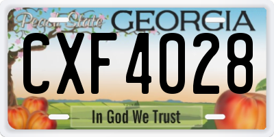 GA license plate CXF4028