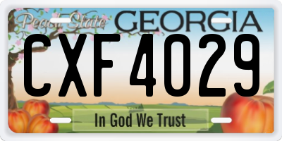 GA license plate CXF4029