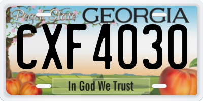 GA license plate CXF4030