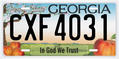GA license plate CXF4031