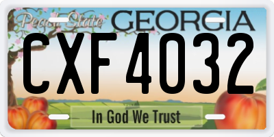GA license plate CXF4032