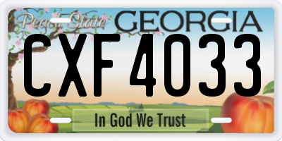 GA license plate CXF4033