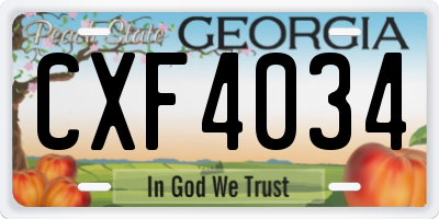 GA license plate CXF4034