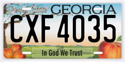 GA license plate CXF4035