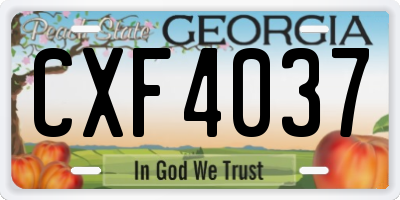 GA license plate CXF4037