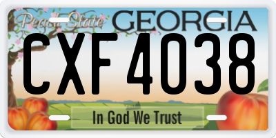 GA license plate CXF4038