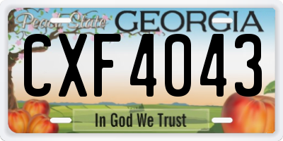 GA license plate CXF4043