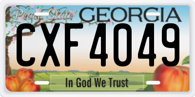 GA license plate CXF4049