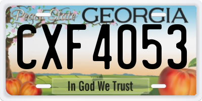 GA license plate CXF4053