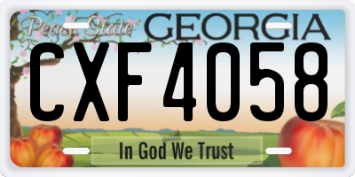 GA license plate CXF4058