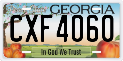 GA license plate CXF4060
