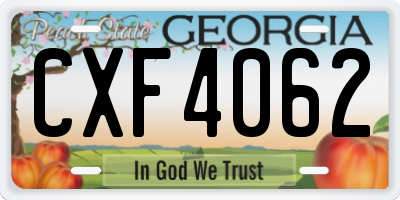 GA license plate CXF4062