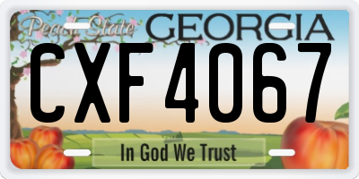 GA license plate CXF4067