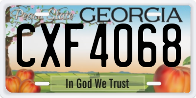 GA license plate CXF4068