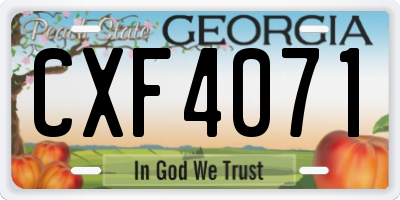 GA license plate CXF4071