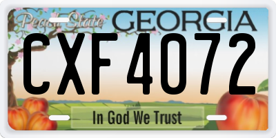 GA license plate CXF4072