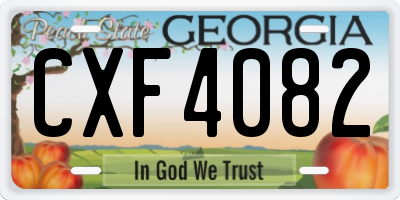 GA license plate CXF4082