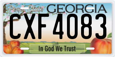 GA license plate CXF4083