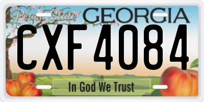 GA license plate CXF4084