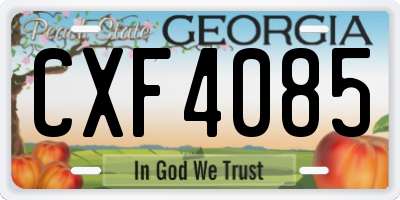 GA license plate CXF4085