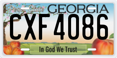 GA license plate CXF4086