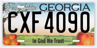 GA license plate CXF4090