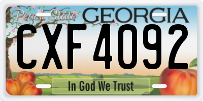 GA license plate CXF4092