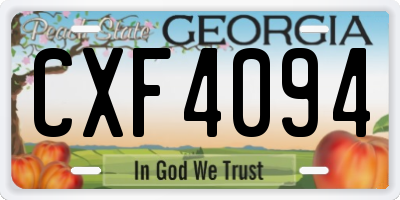 GA license plate CXF4094